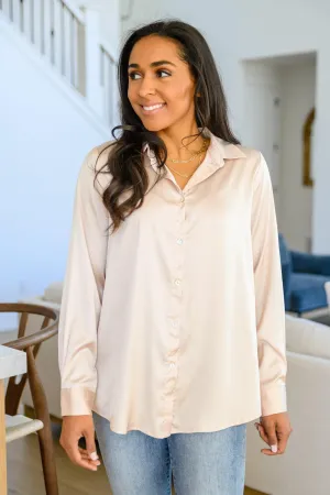Hazel Blues® | Loved For Years Satin Button Up In Beige