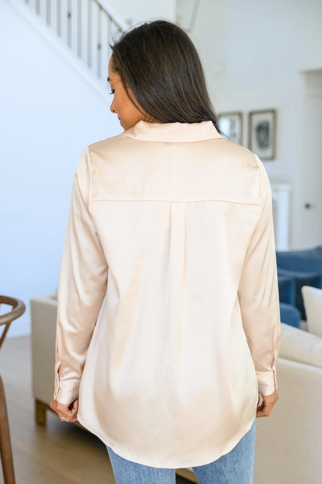 Hazel Blues® | Loved For Years Satin Button Up In Beige
