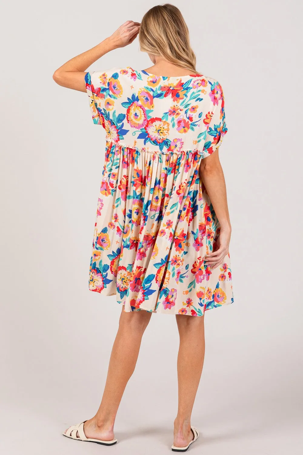 Hazel Blues® |  SAGE   FIG Floral Button-Down Short Sleeve Dress
