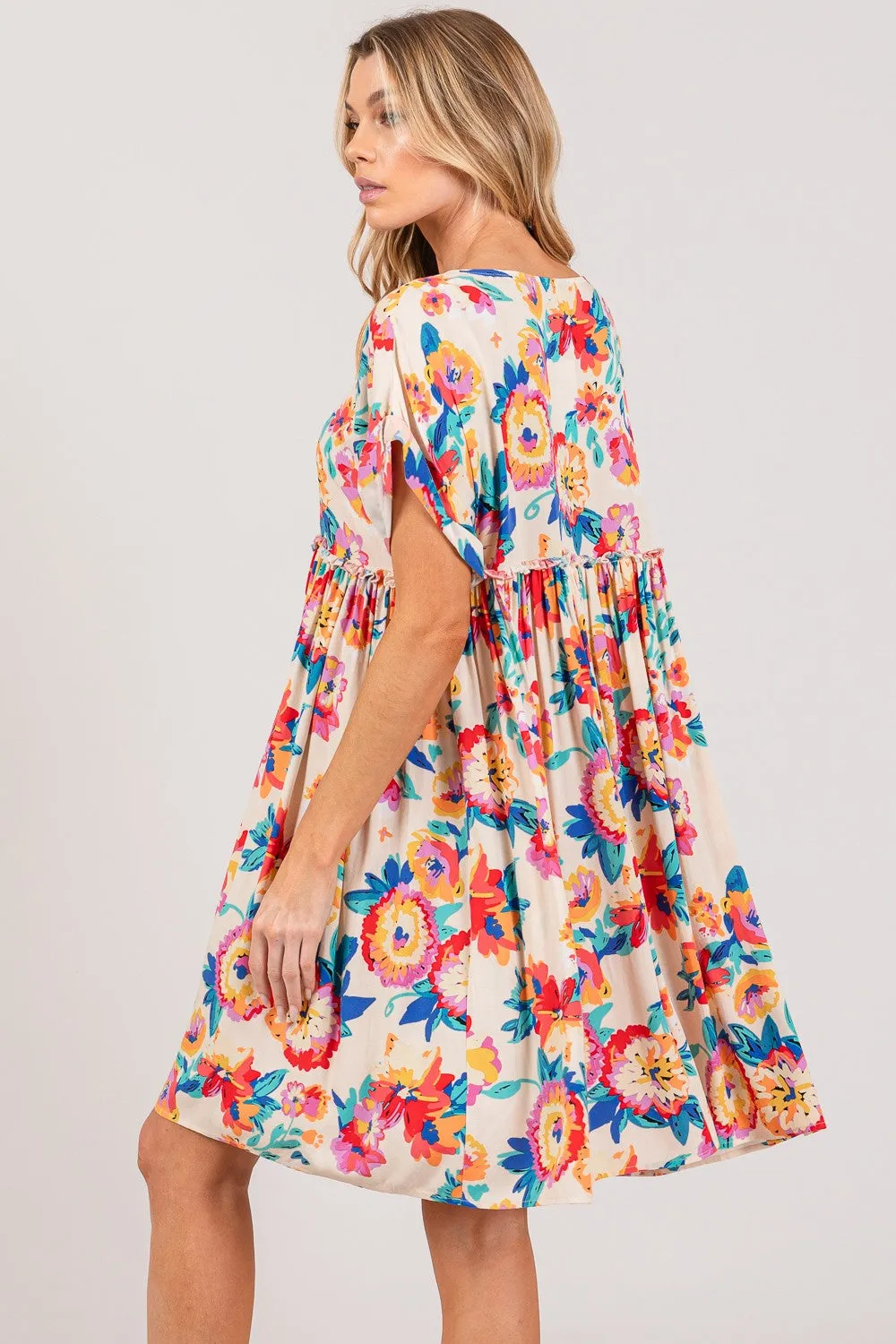 Hazel Blues® |  SAGE   FIG Floral Button-Down Short Sleeve Dress