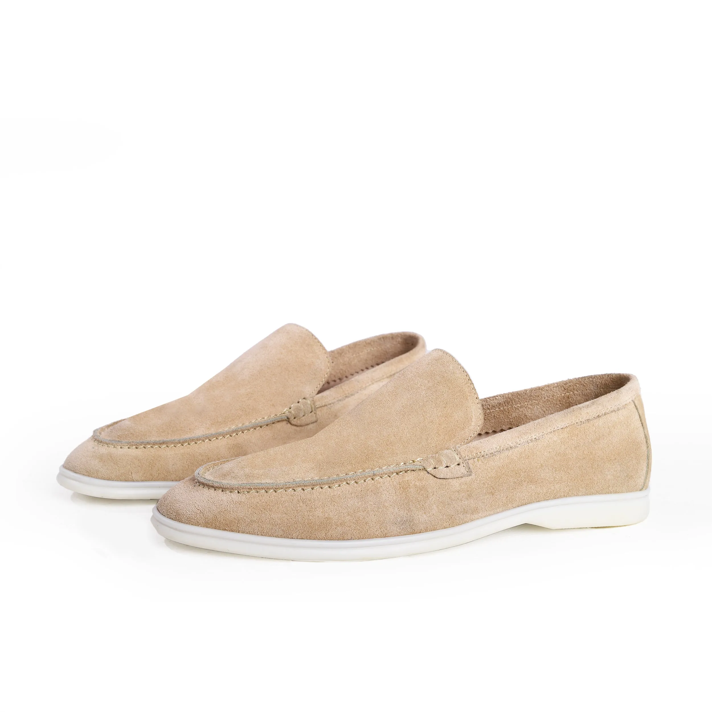 Heritage Suede Flat Loafers For Men Beige