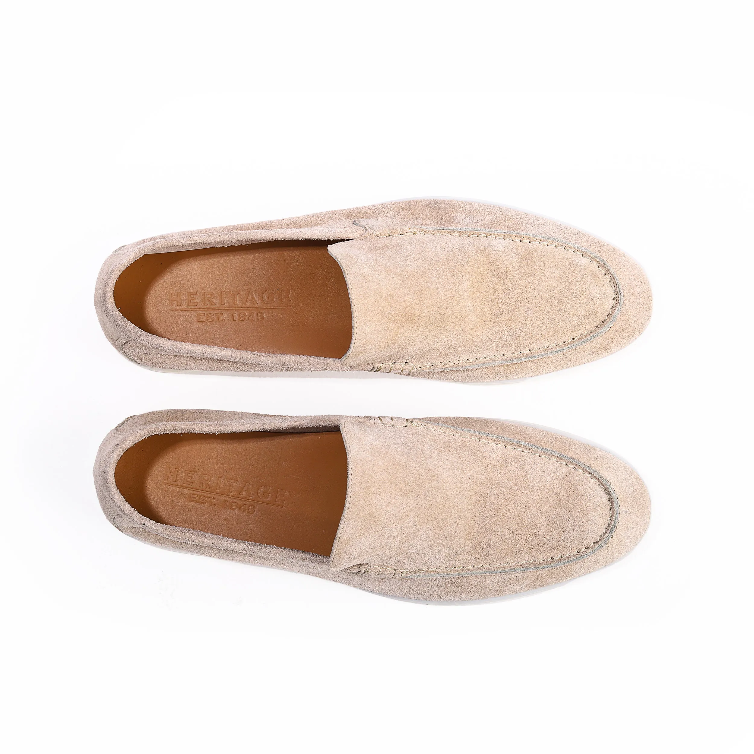 Heritage Suede Flat Loafers For Men Beige