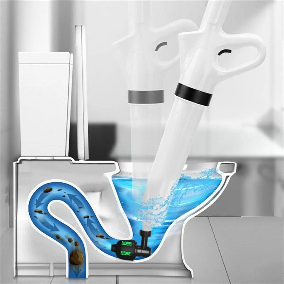 High Pressure Toilet Pipe Sewer Dredge Tool Pneumatic Suction Floor Drain Tool