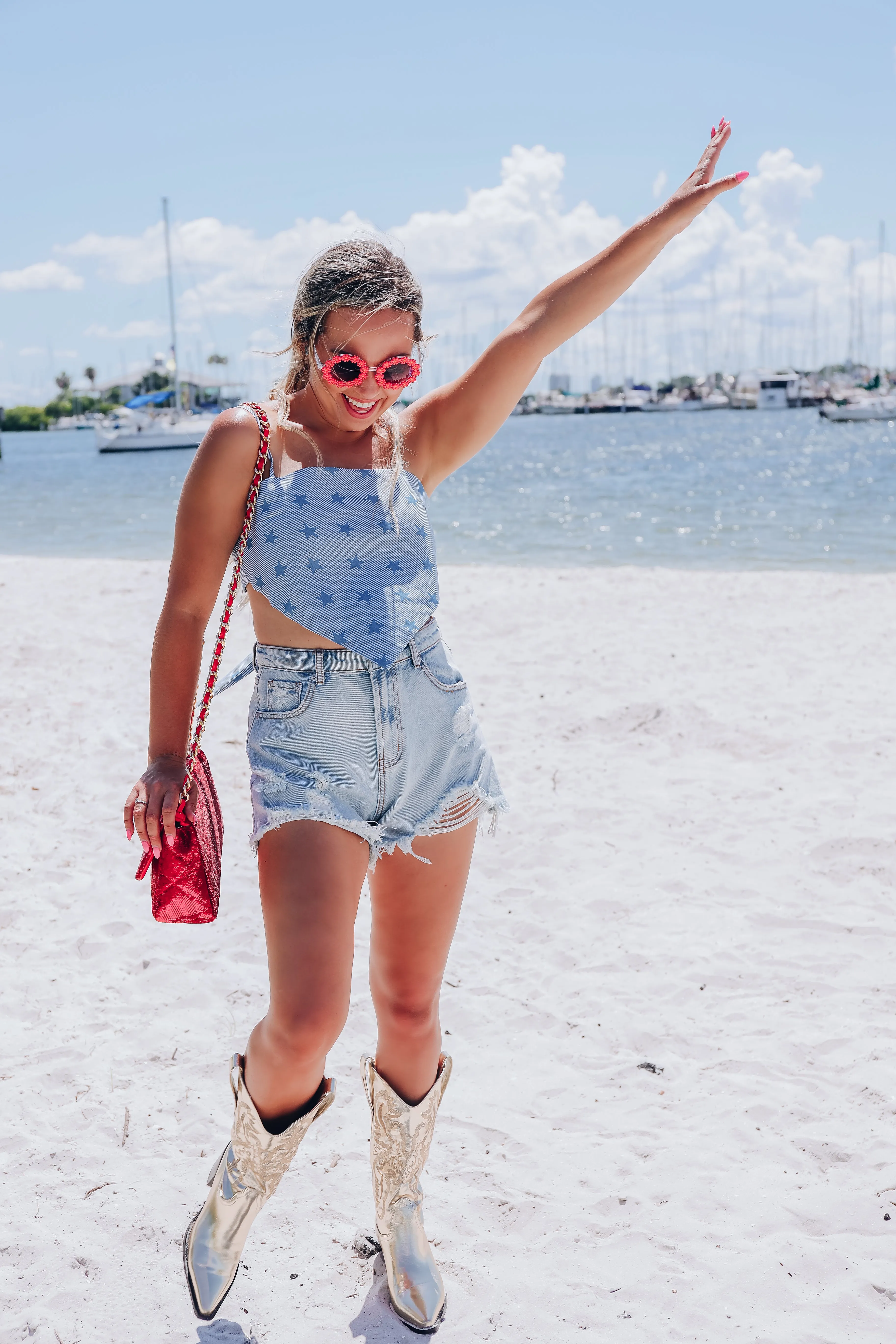 Hometown Striped Tie Back Crop Top