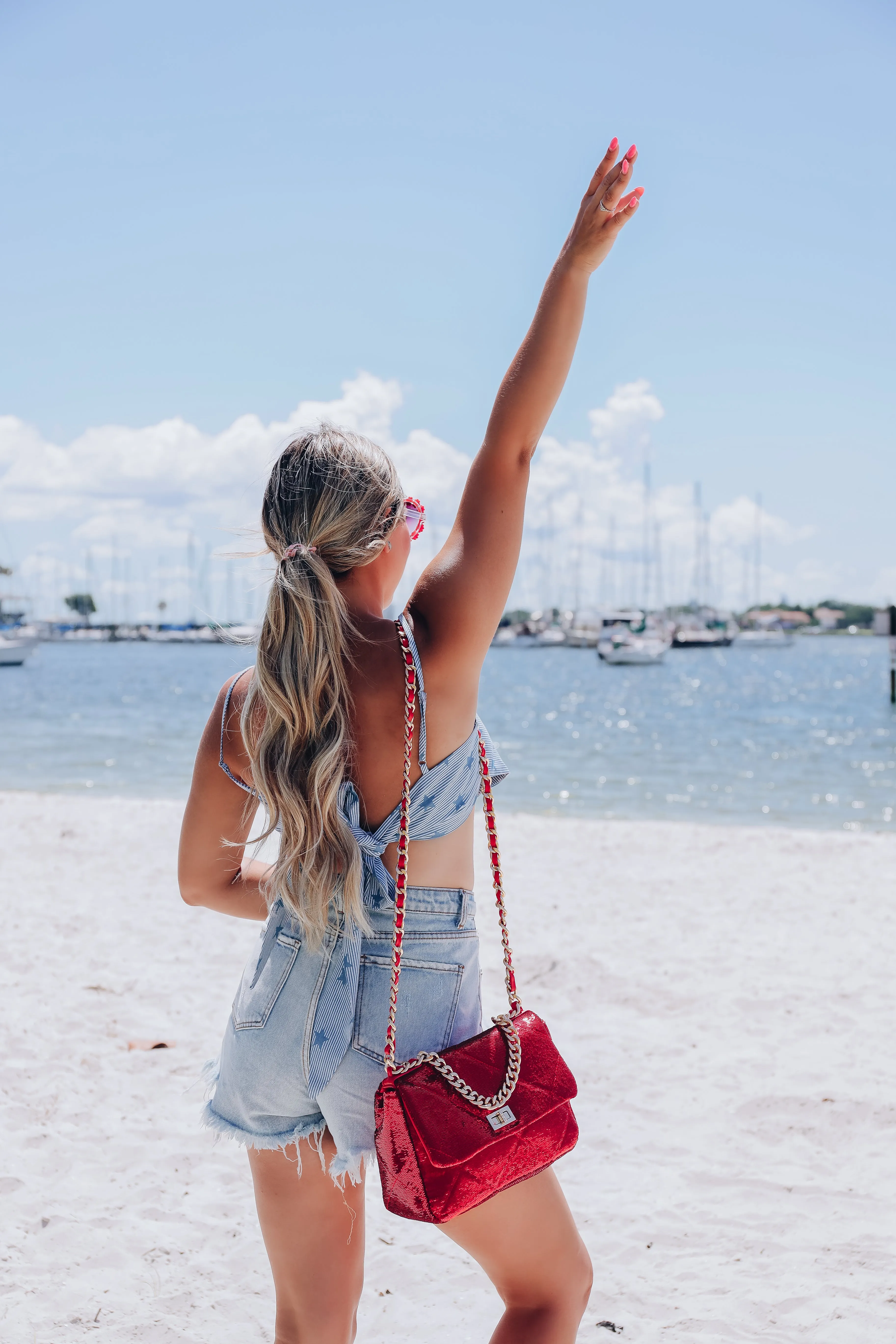 Hometown Striped Tie Back Crop Top