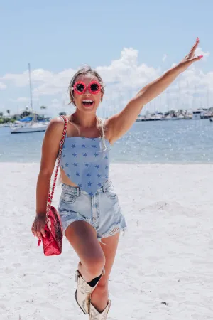 Hometown Striped Tie Back Crop Top