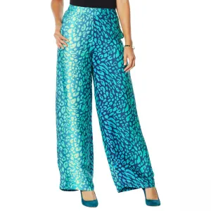 IMAN Women's Boho Chic Printed Wide Leg Pants With Pockets