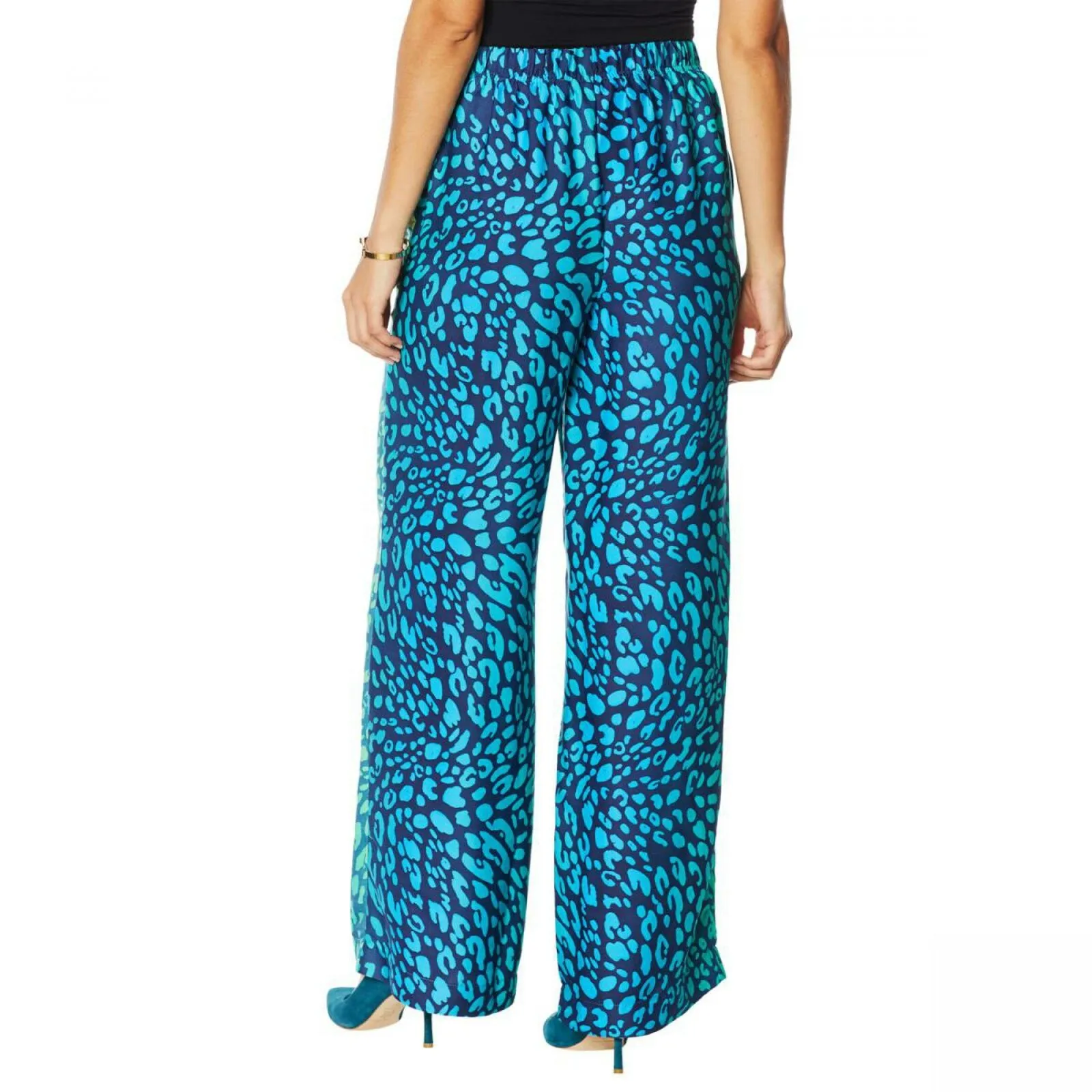 IMAN Women's Boho Chic Printed Wide Leg Pants With Pockets