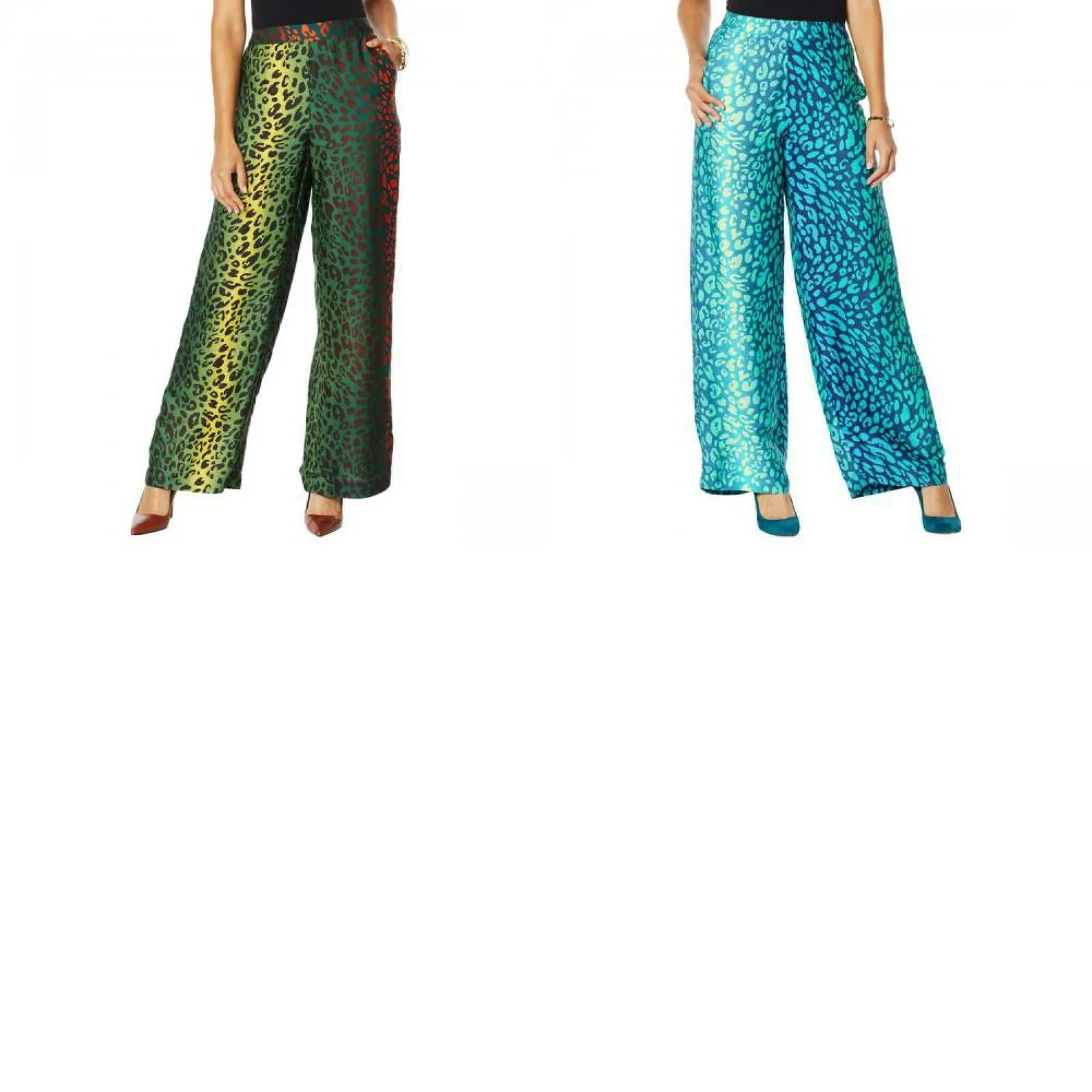IMAN Women's Boho Chic Printed Wide Leg Pants With Pockets