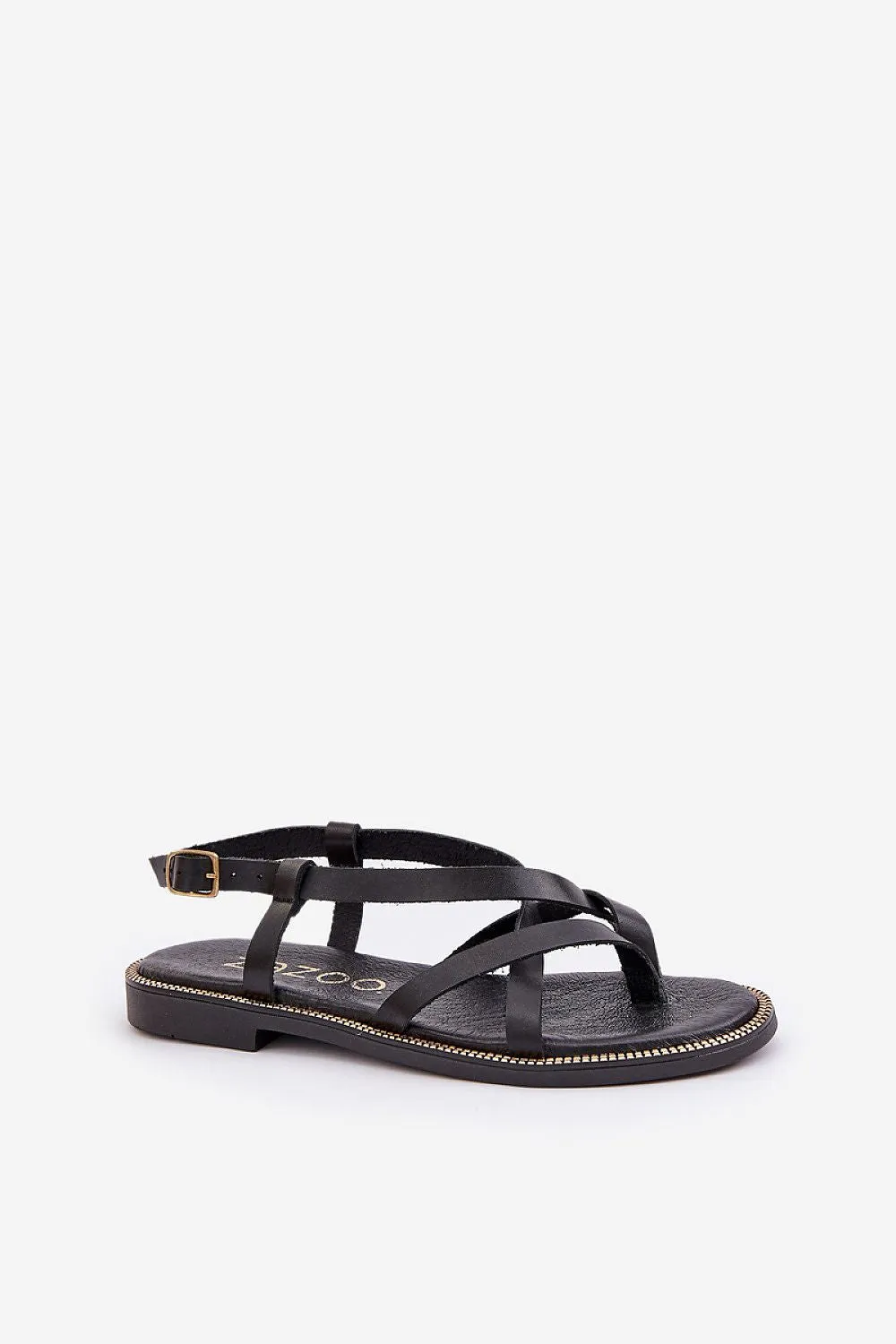 Interwoven straps natural leather flat sandals