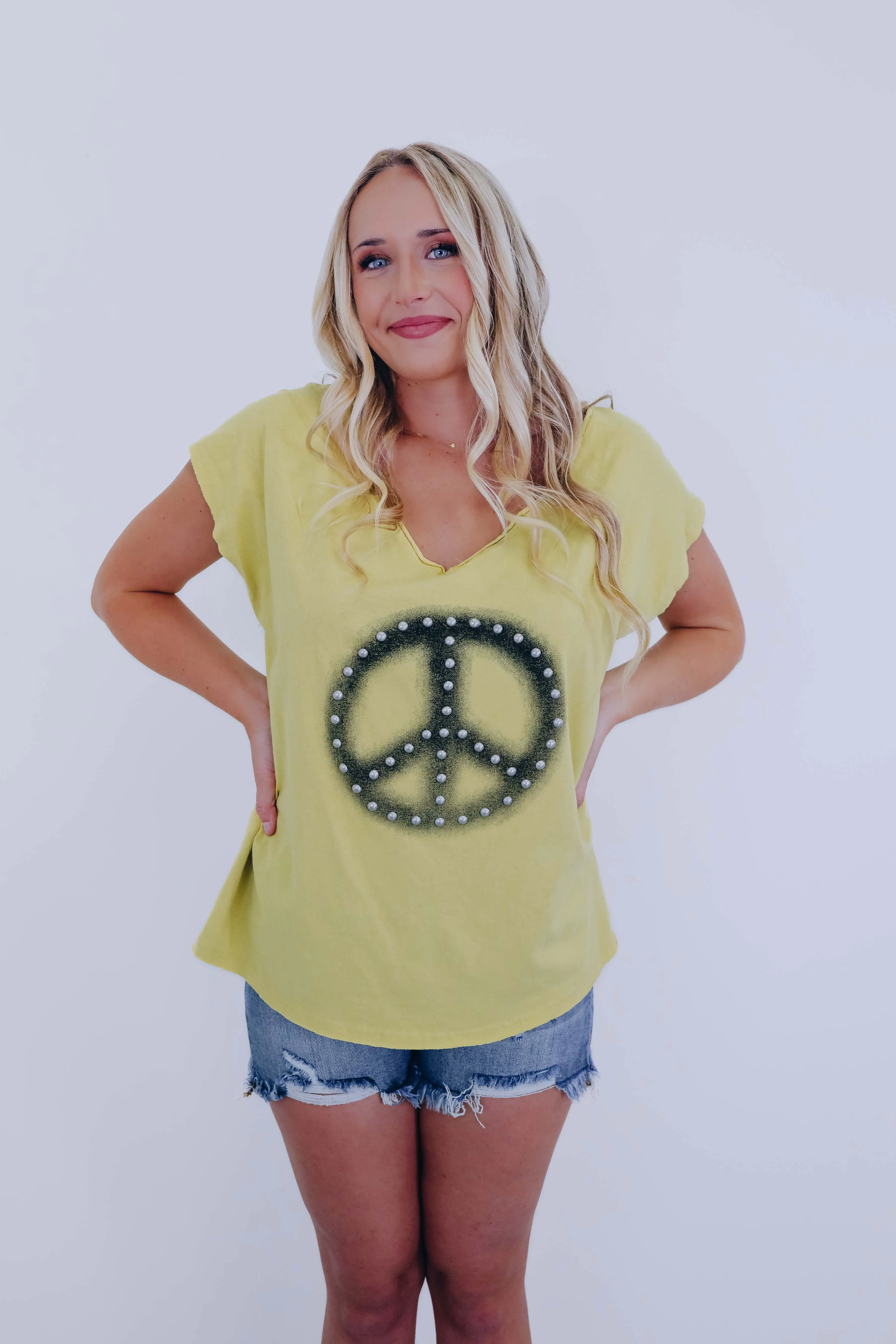 Jordan Peace Sign Studded T-Shirt By POL - 6 Colors