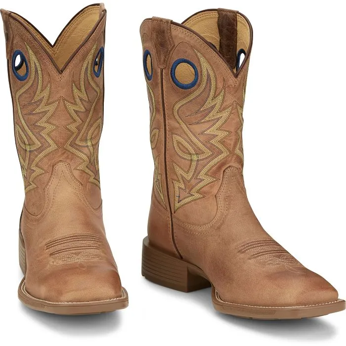 Justin Boots  Men's Pickett 11" Western Tan Square Toe Boot