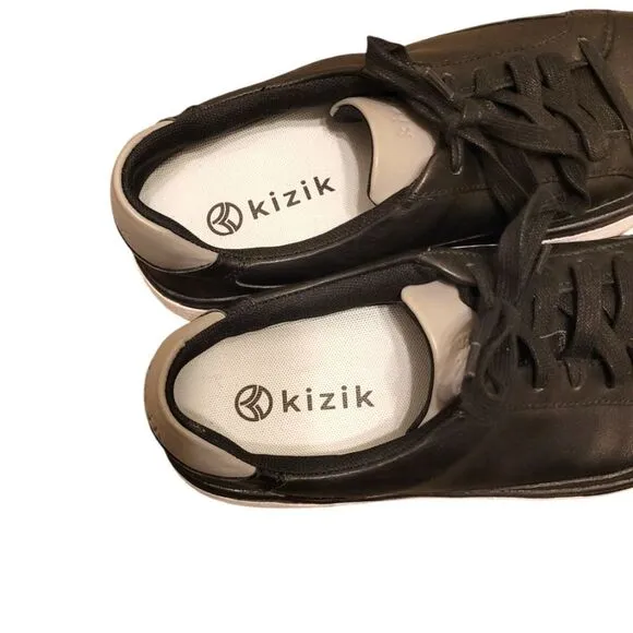 Kizik Men's Black Leather Vegas Lace Up Sneakers