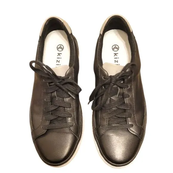 Kizik Men's Black Leather Vegas Lace Up Sneakers
