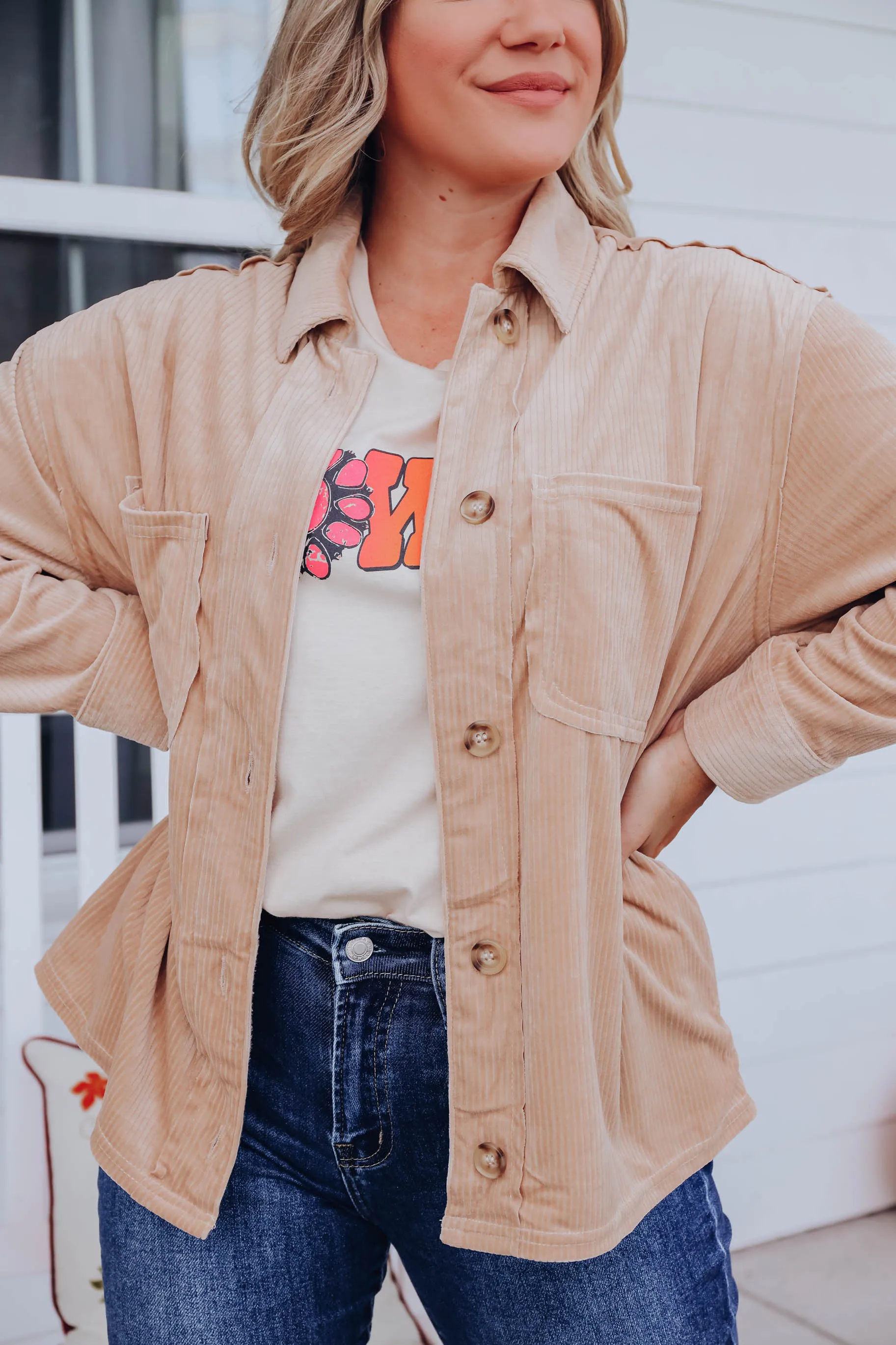 Manchester Button Up Jacket - Taupe