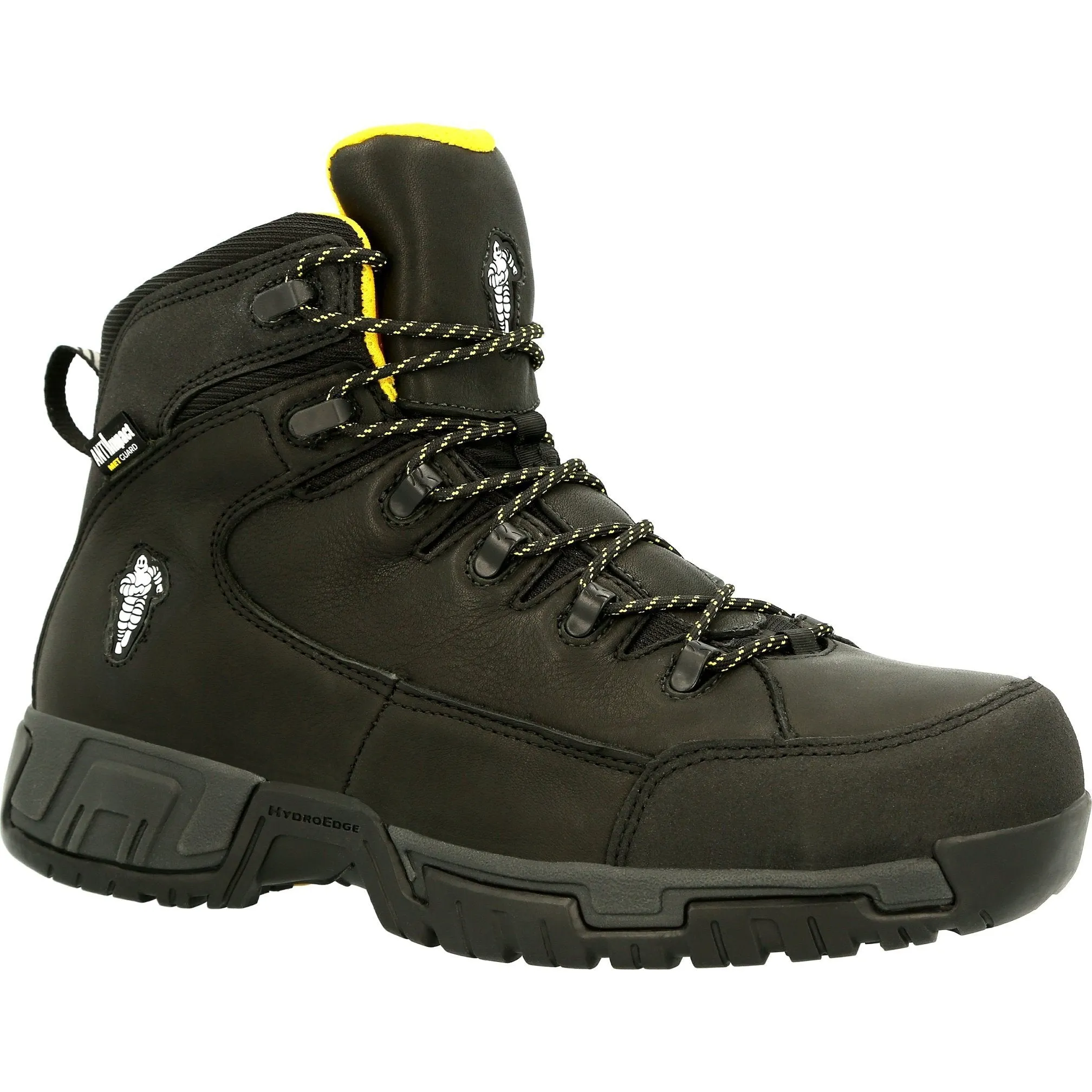 Michelin Men's HydroEdge 6" Alloy Toe WP Metguard Work Boot- Black- MIC0005