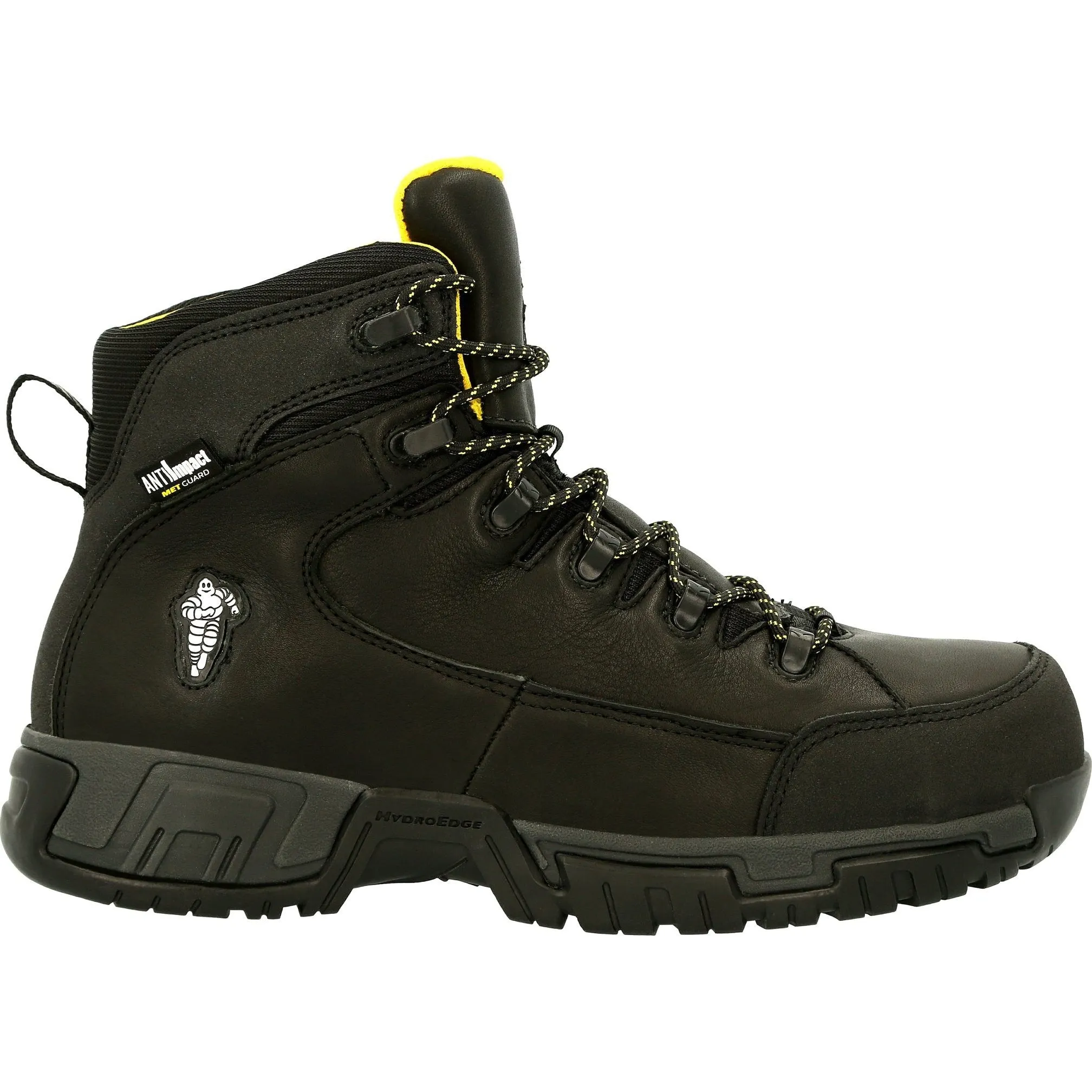 Michelin Men's HydroEdge 6" Alloy Toe WP Metguard Work Boot- Black- MIC0005
