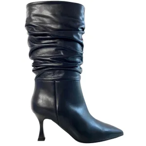 NeroGiardini Black Leather Slouch Boots