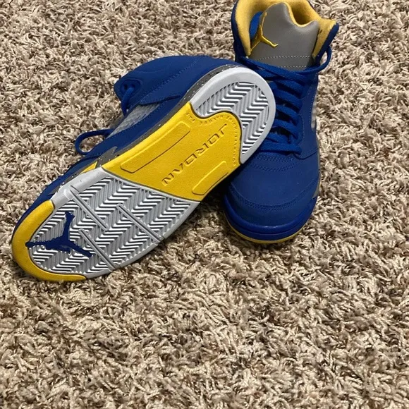 Nike Air Jordan Kids Blue and Yellow Sneakers