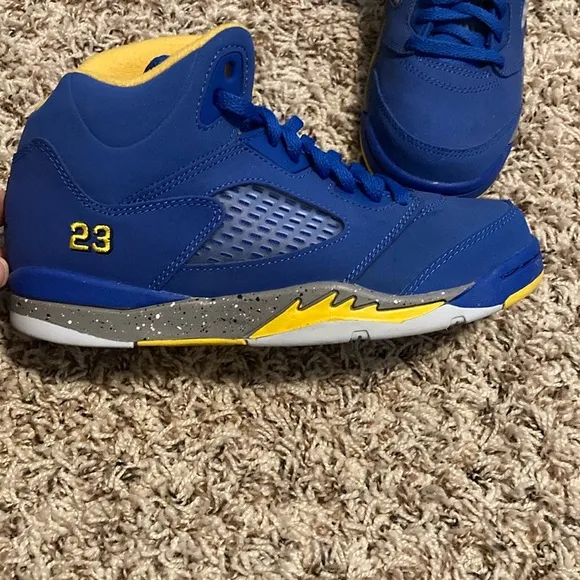 Nike Air Jordan Kids Blue and Yellow Sneakers