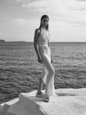 Open Back Halter Crop Top | One Split Maxi Skirt