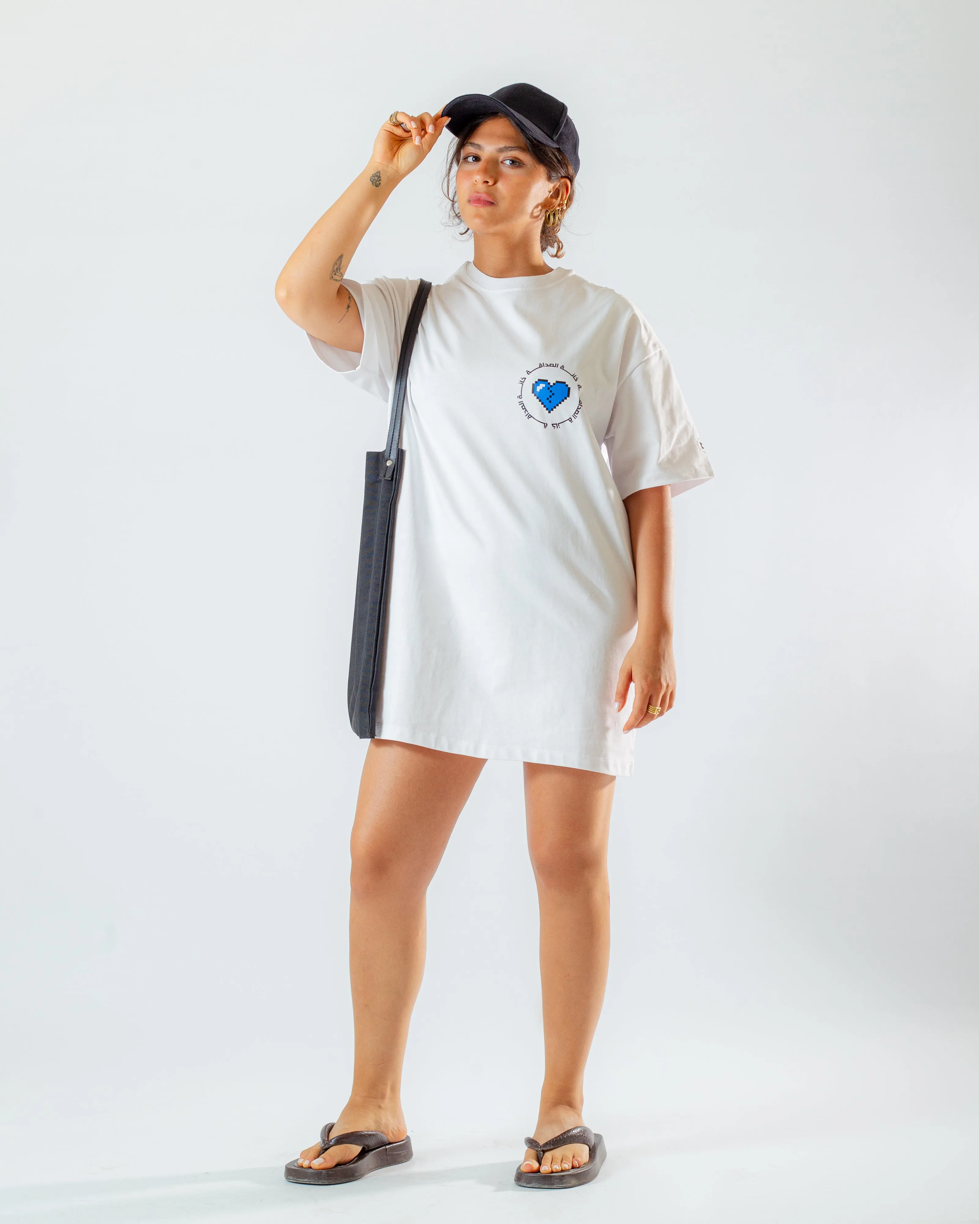 Oversized Optic White T-Dress خانة الصداقة