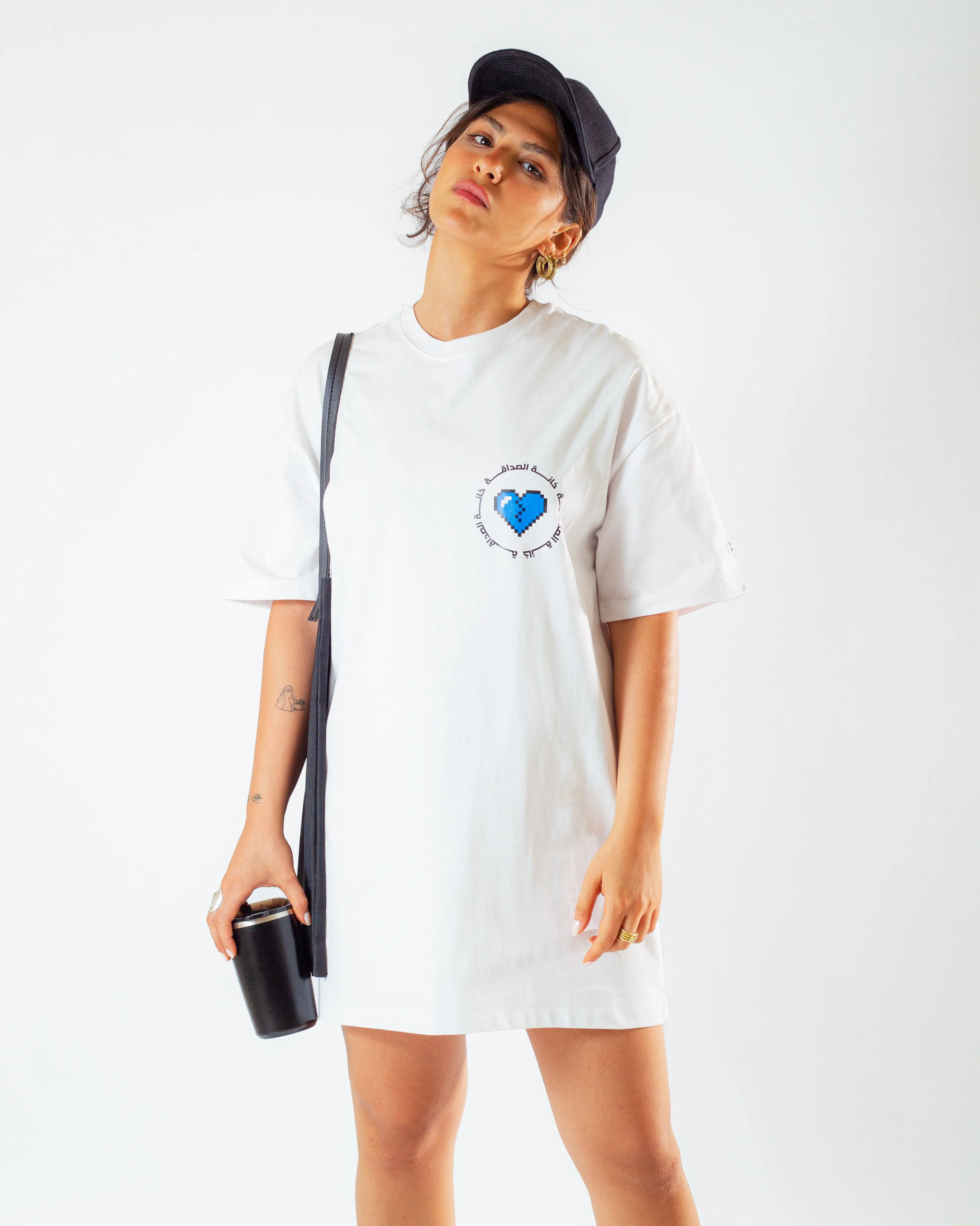 Oversized Optic White T-Dress خانة الصداقة