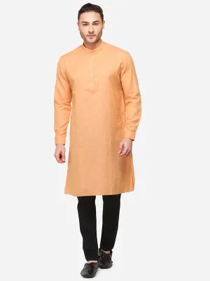 Pink Solid Regular Fit Modi Kurta | JadeBlue
