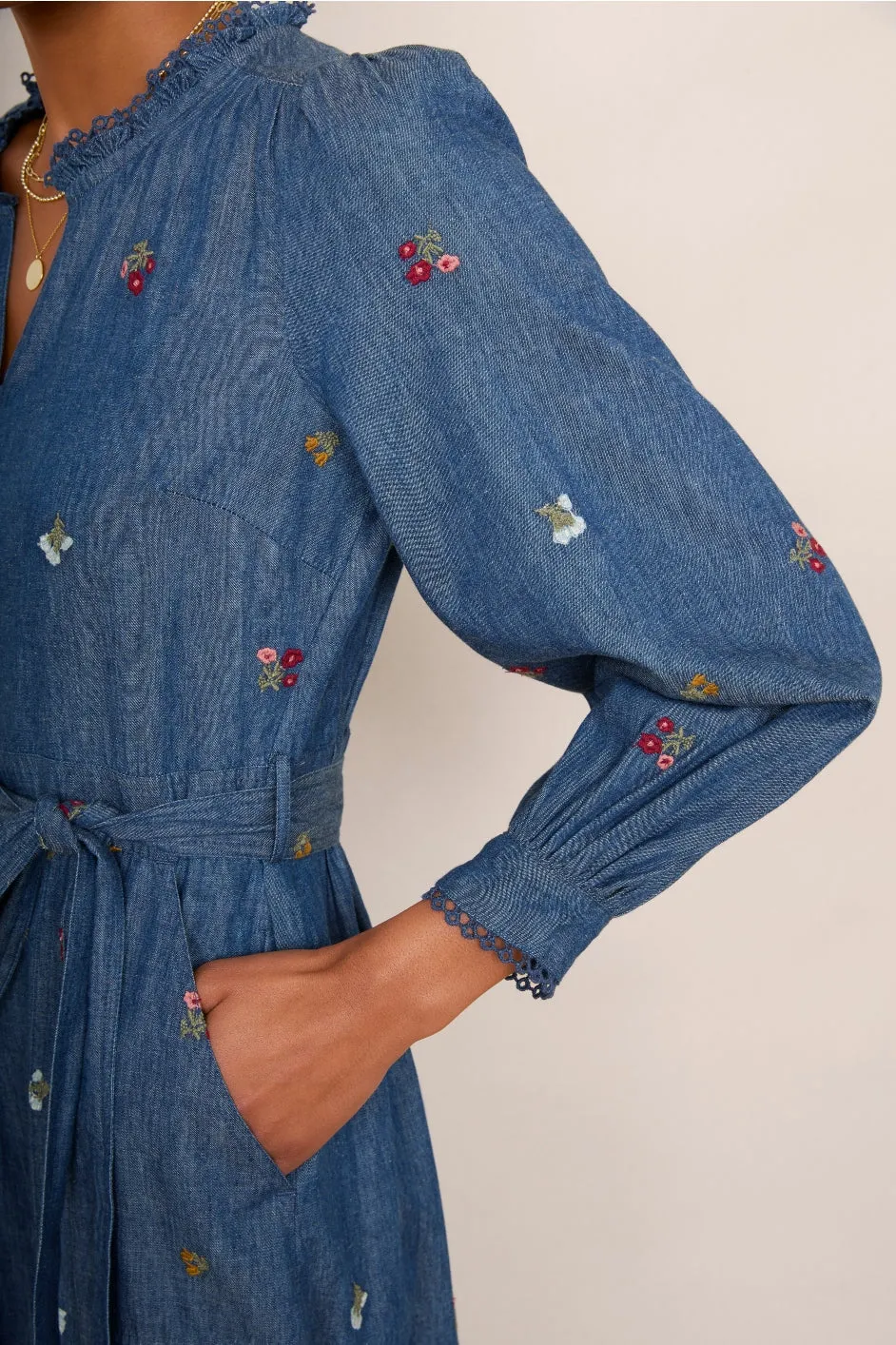 Pixie Embroidered Dress - Denim
