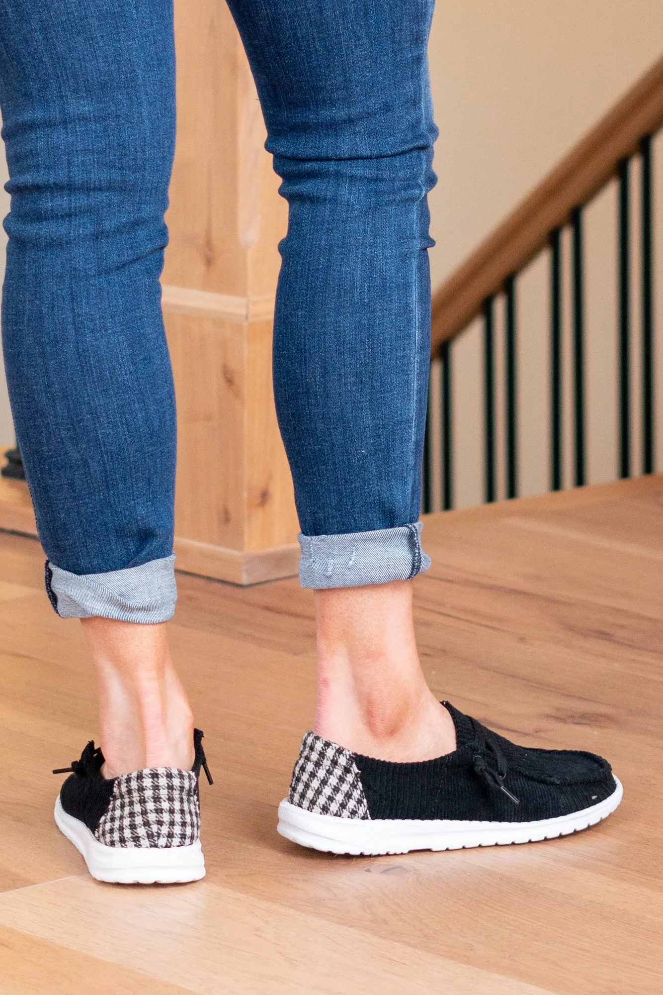 Prep Plaid Boat Shoes - Black