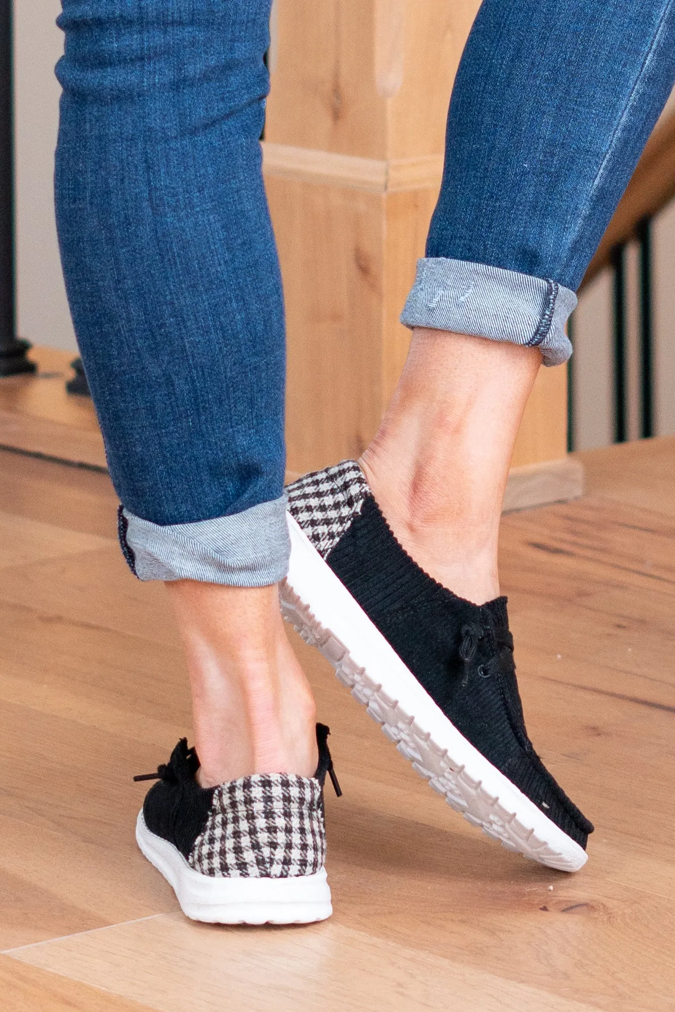 Prep Plaid Boat Shoes - Black