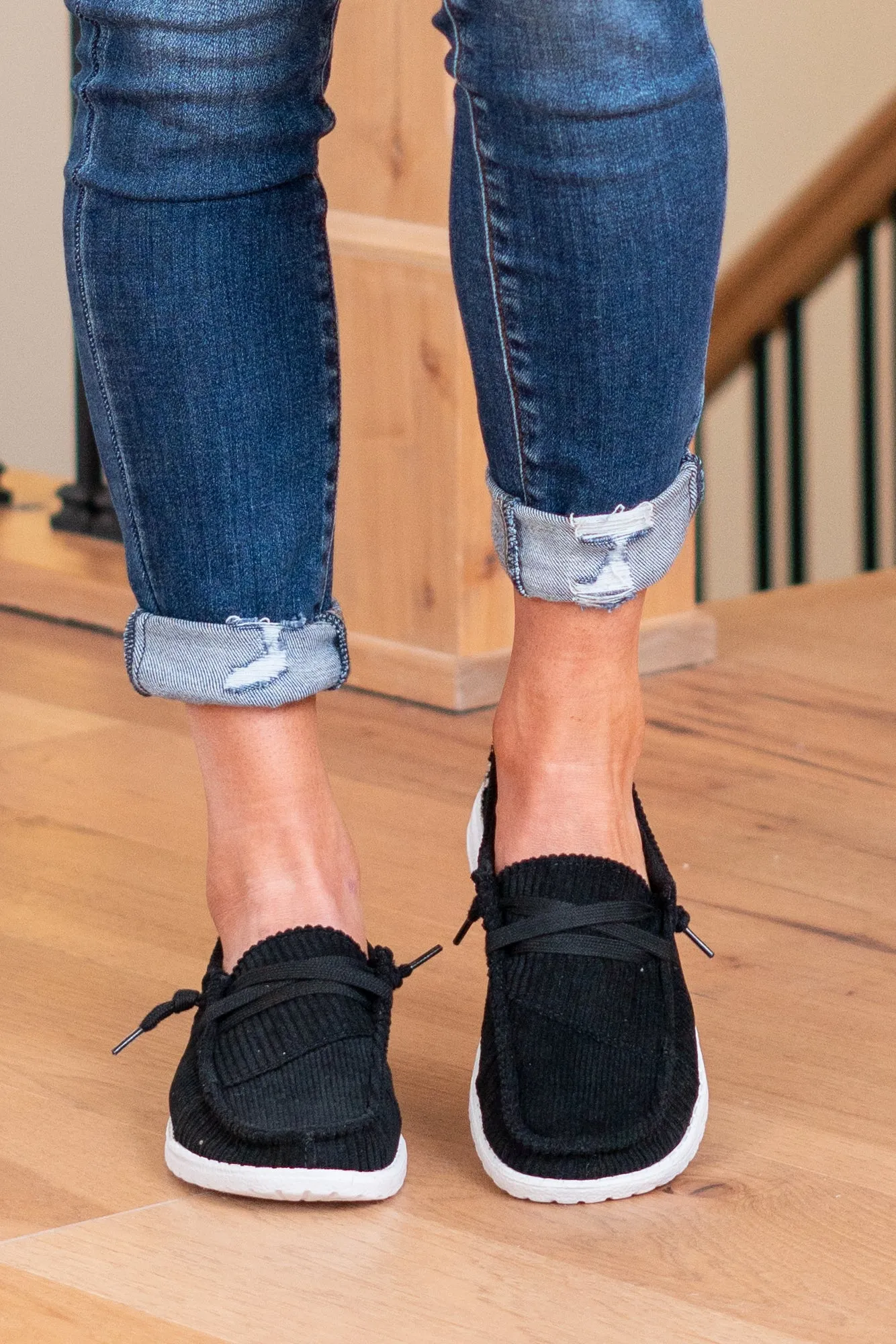 Prep Plaid Boat Shoes - Black
