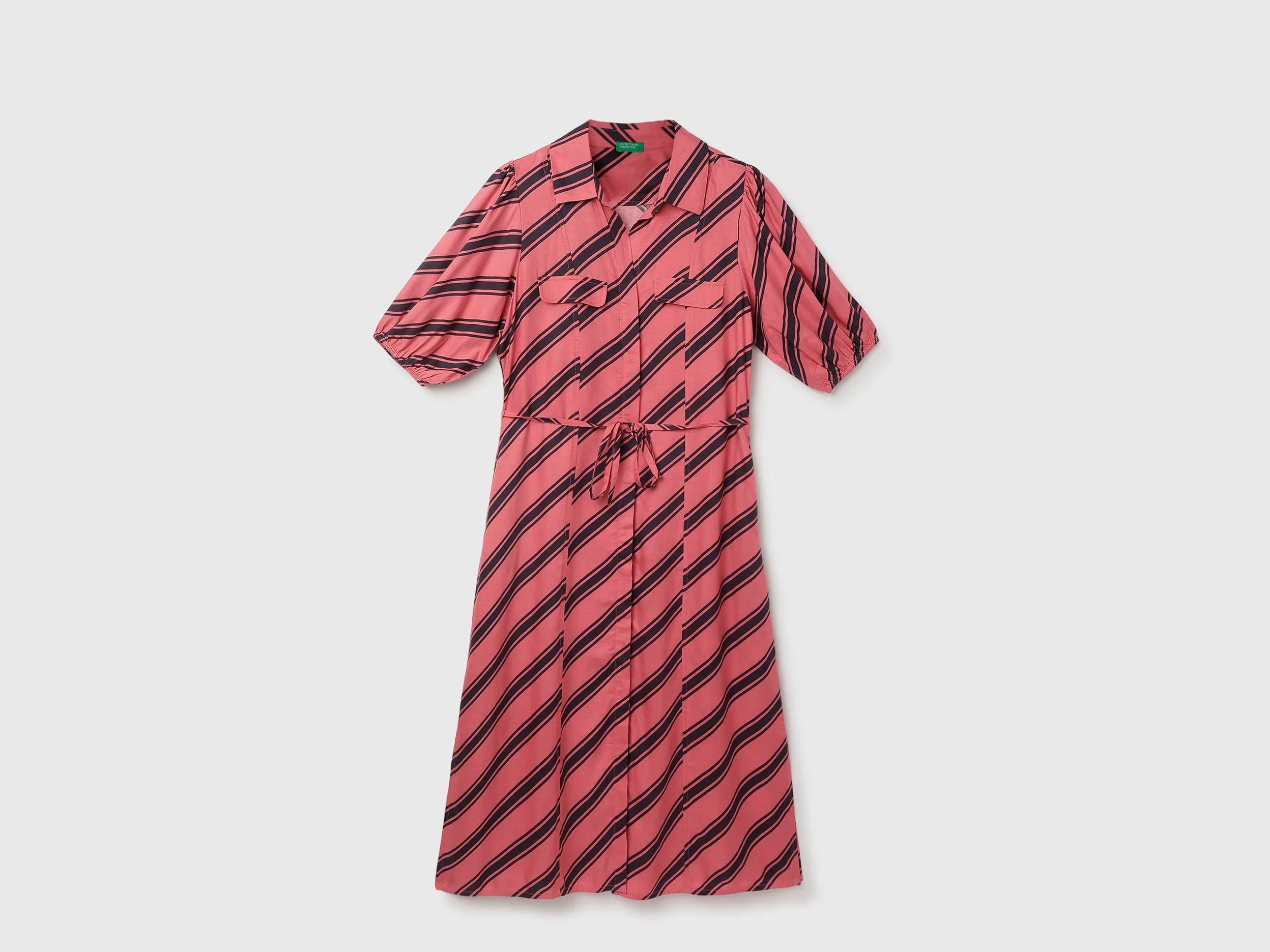Regular Fit Spread Collar Striped Dress