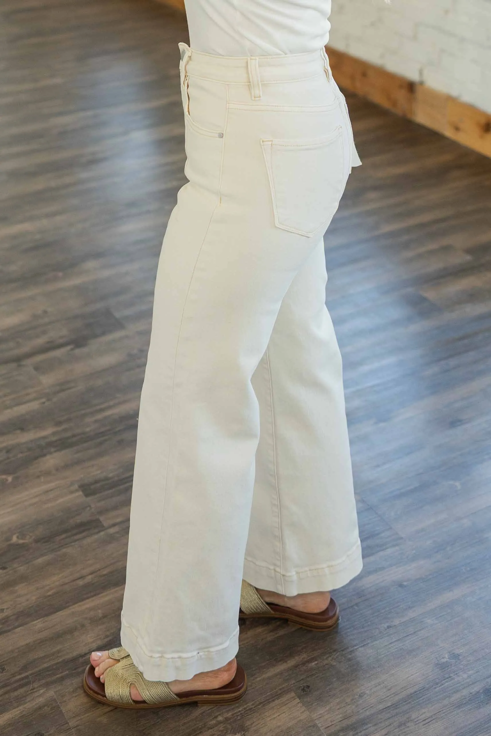 [RISEN] FRANKIE TUMMY CONTROL HR CROP WIDE LEG JEANS
