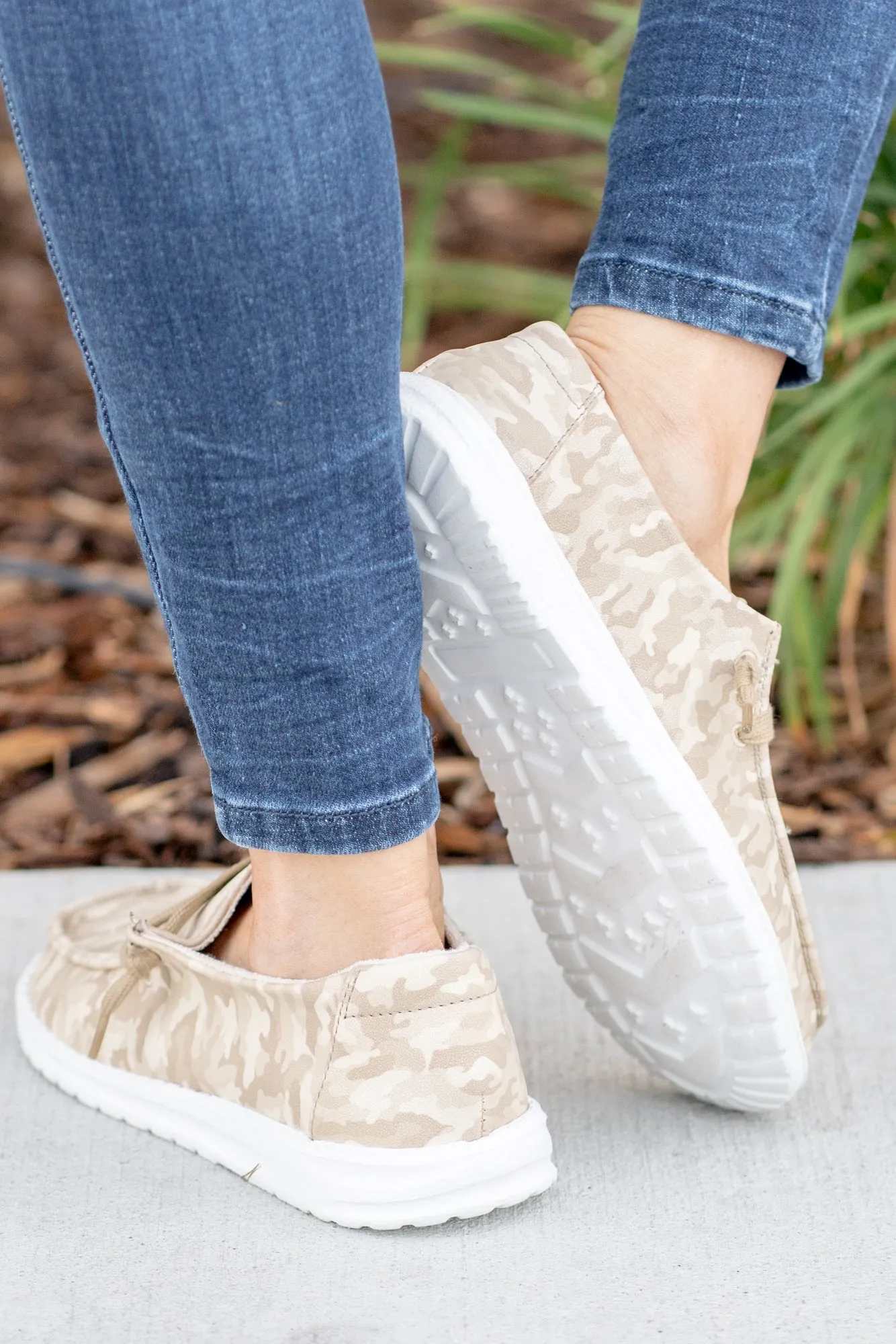 River Camo Print Boat Shoes - Nude