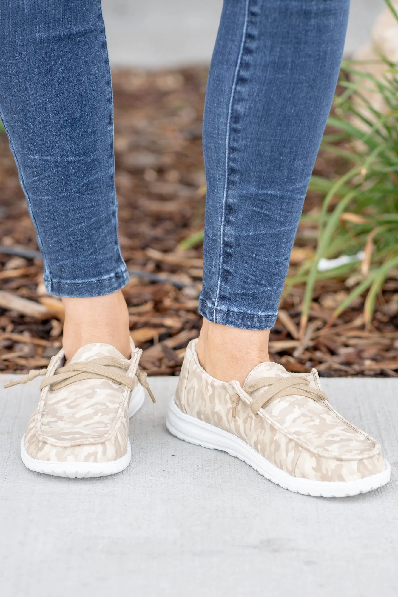River Camo Print Boat Shoes - Nude