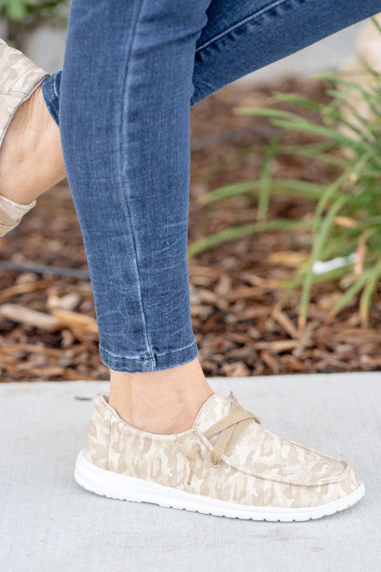 River Camo Print Boat Shoes - Nude