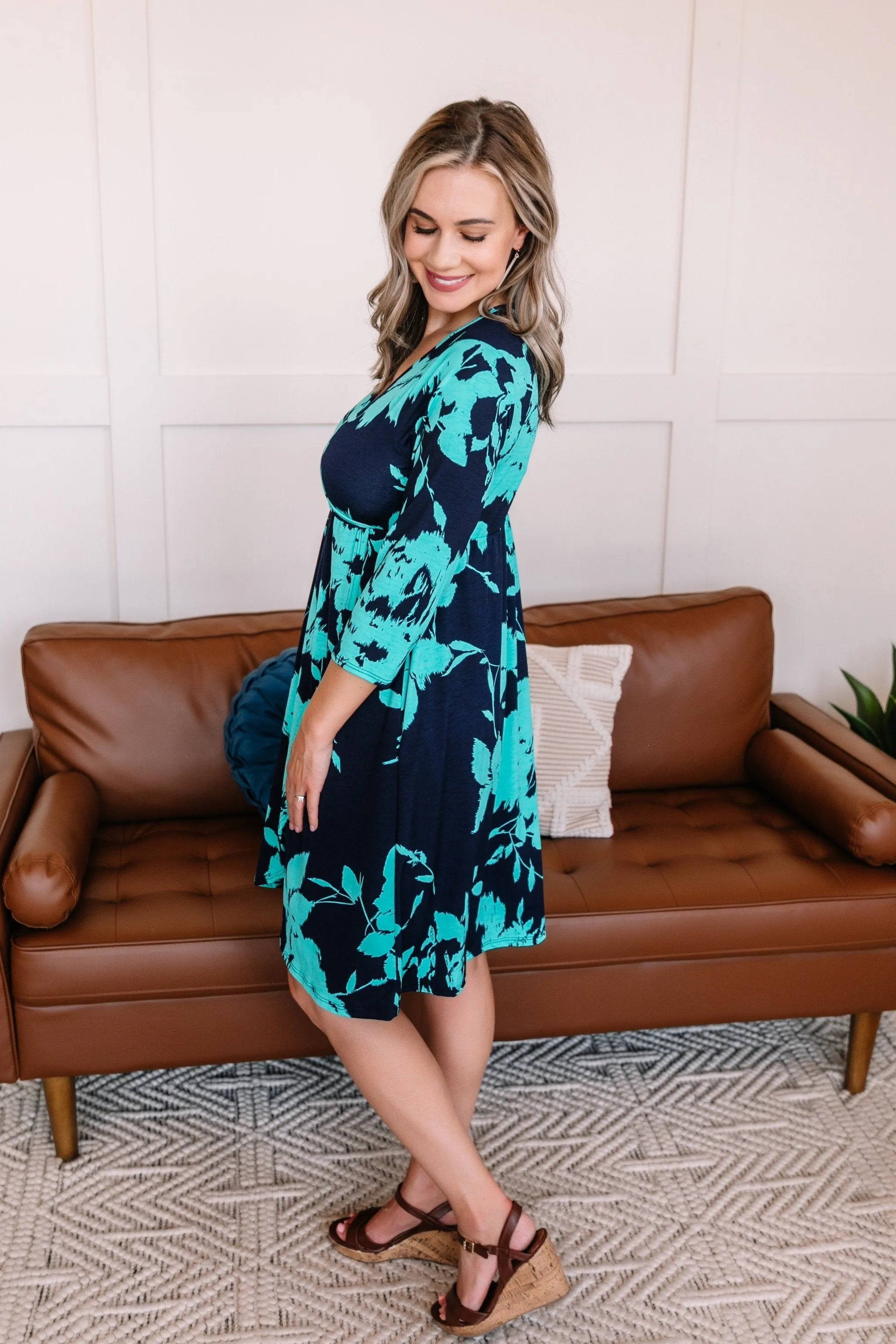 See What Happens Dress In Teal And Navy