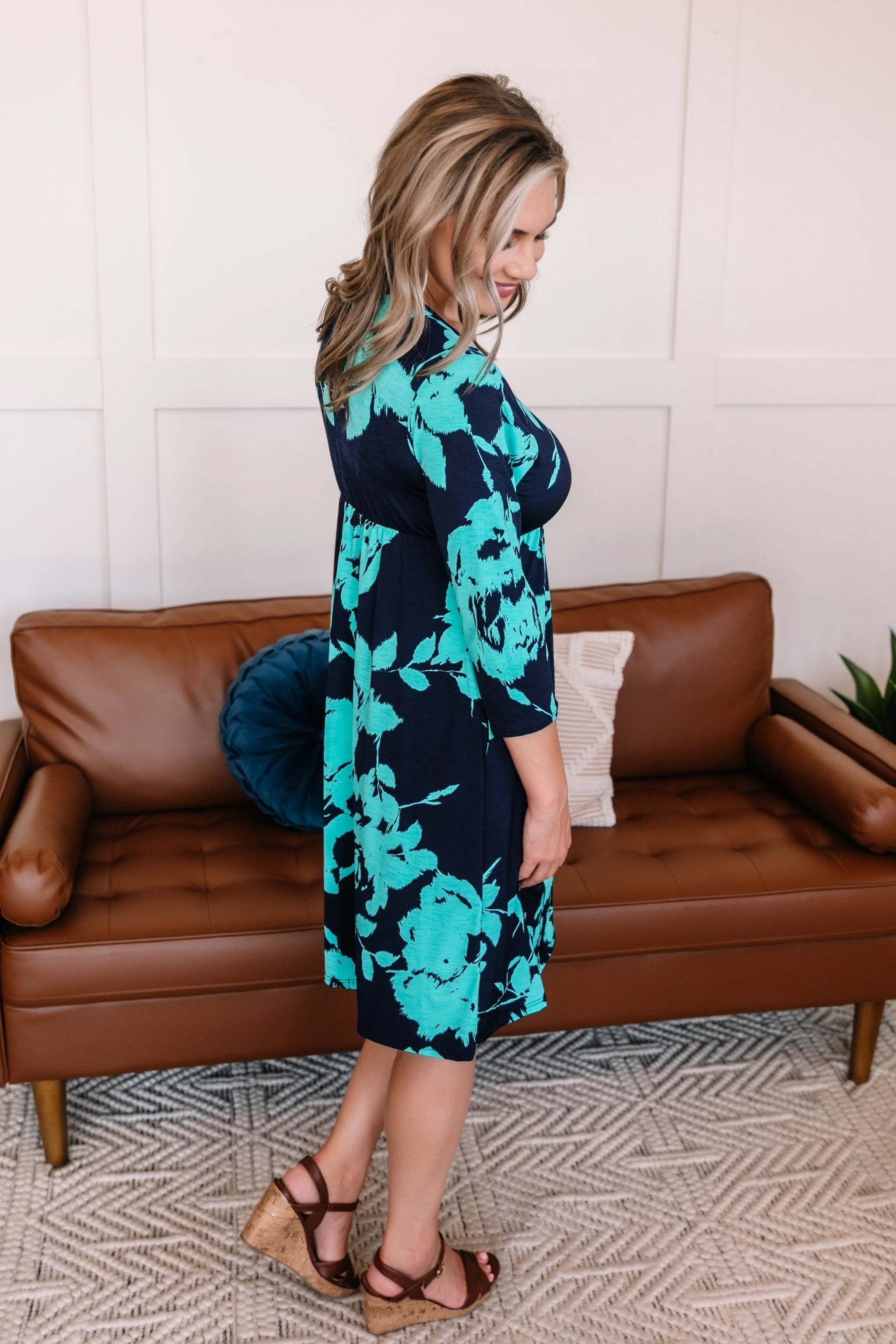 See What Happens Dress In Teal And Navy