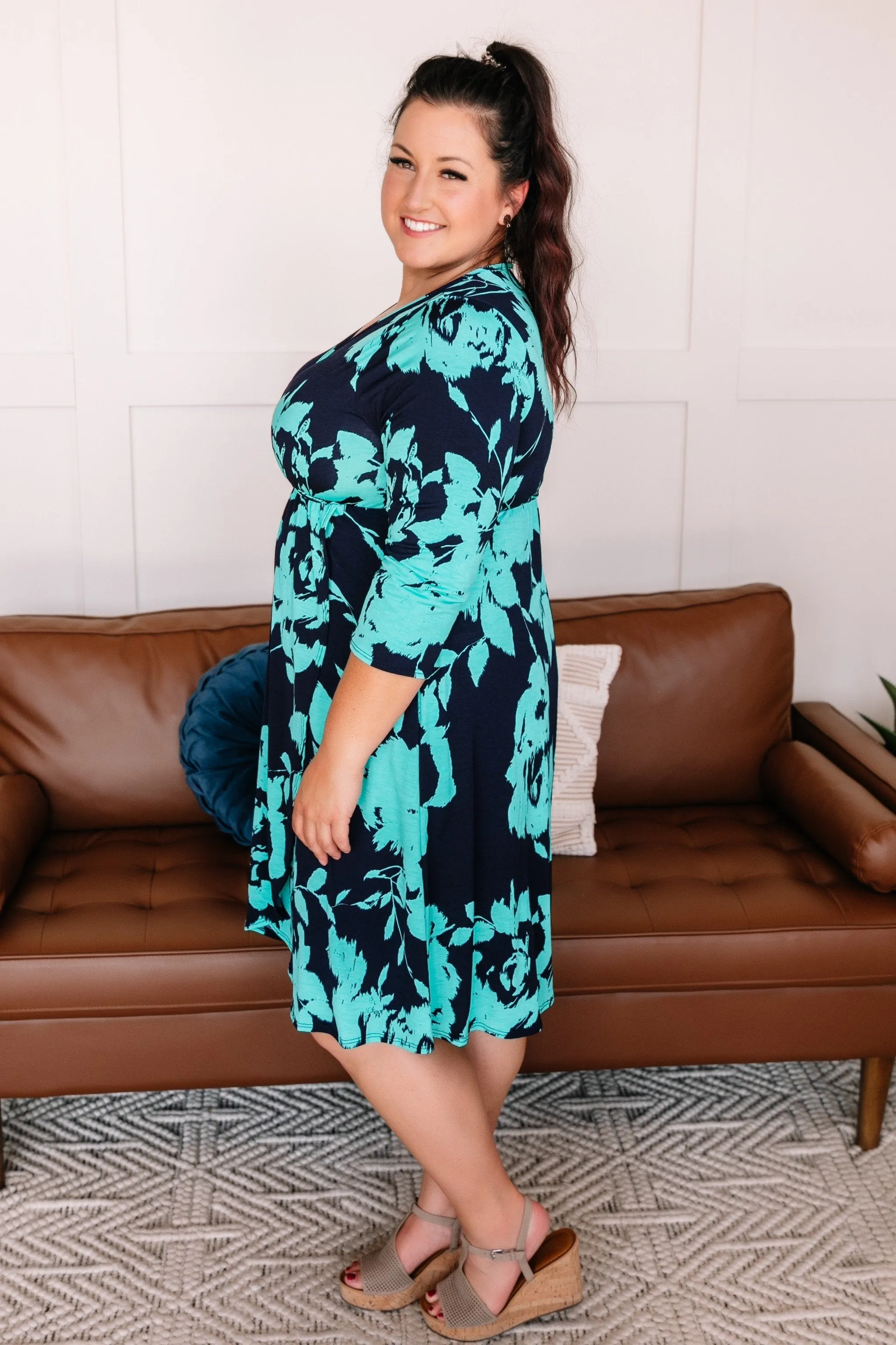 See What Happens Dress In Teal And Navy