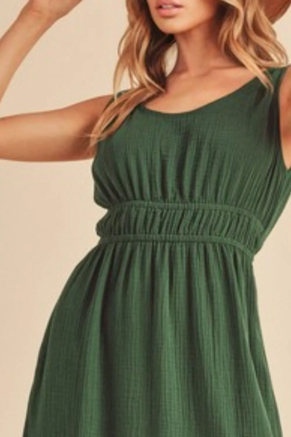 Side Slit Round Neck Sleeveless Tank Dress