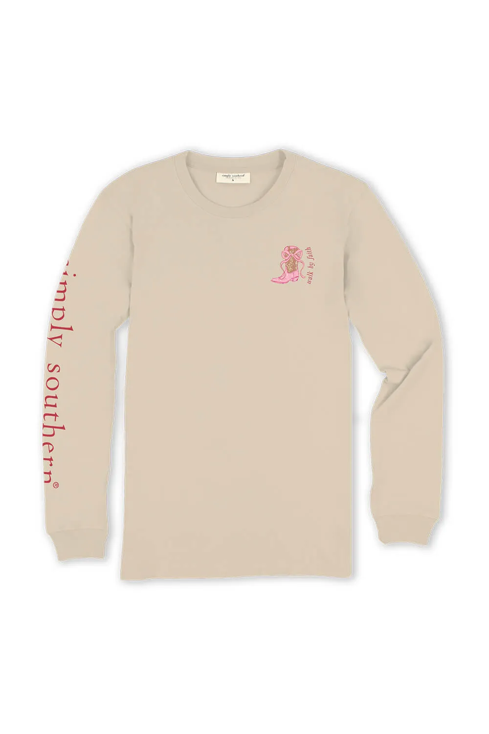 Simply Southern Long Sleeve Walk By Faith T-Shirt for Women in Whisper | LS-WALK-WHISPER