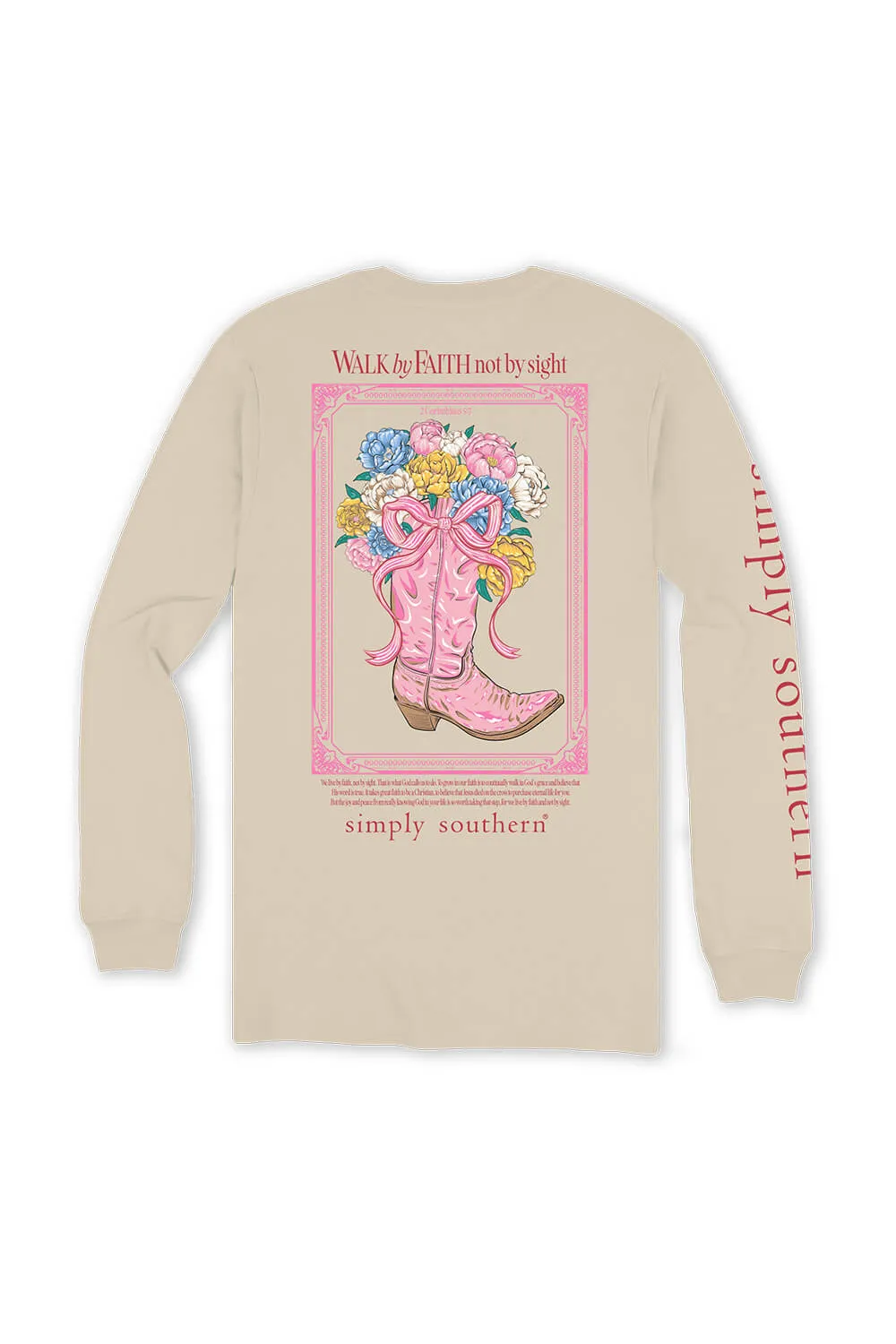 Simply Southern Long Sleeve Walk By Faith T-Shirt for Women in Whisper | LS-WALK-WHISPER