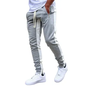 SKINNY DRAWSTRING ZIPPER POCKET PRINTED RUNNING PANTS