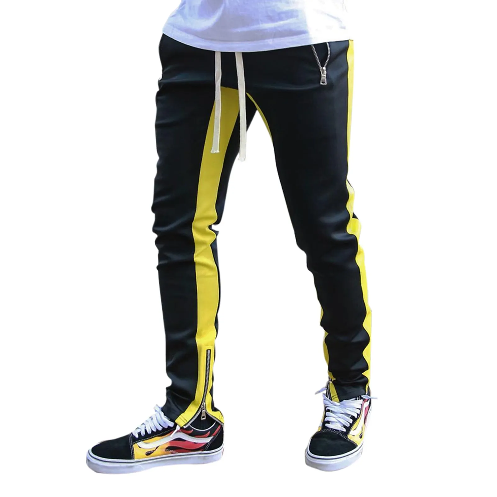 SKINNY DRAWSTRING ZIPPER POCKET RUNNING PANTS