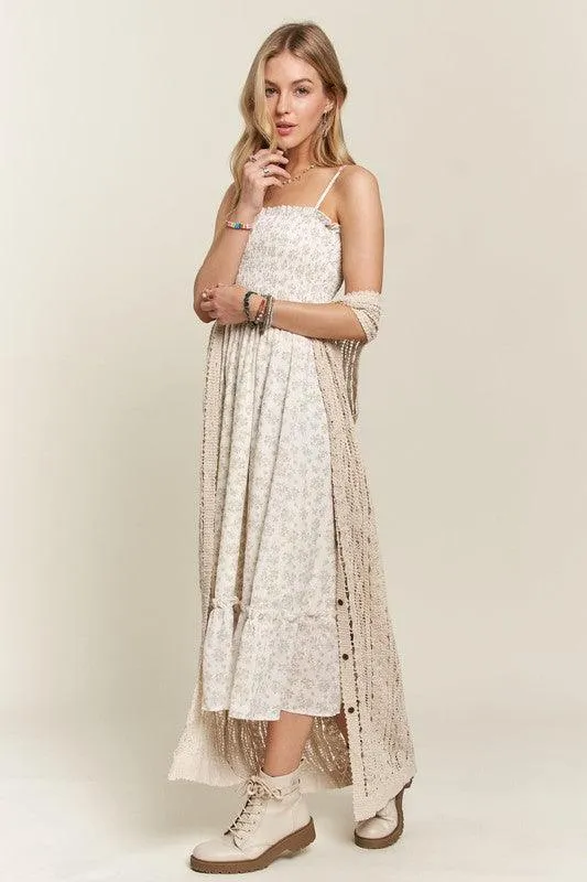 Smocked Floral Ruffled Hem Cami Dress