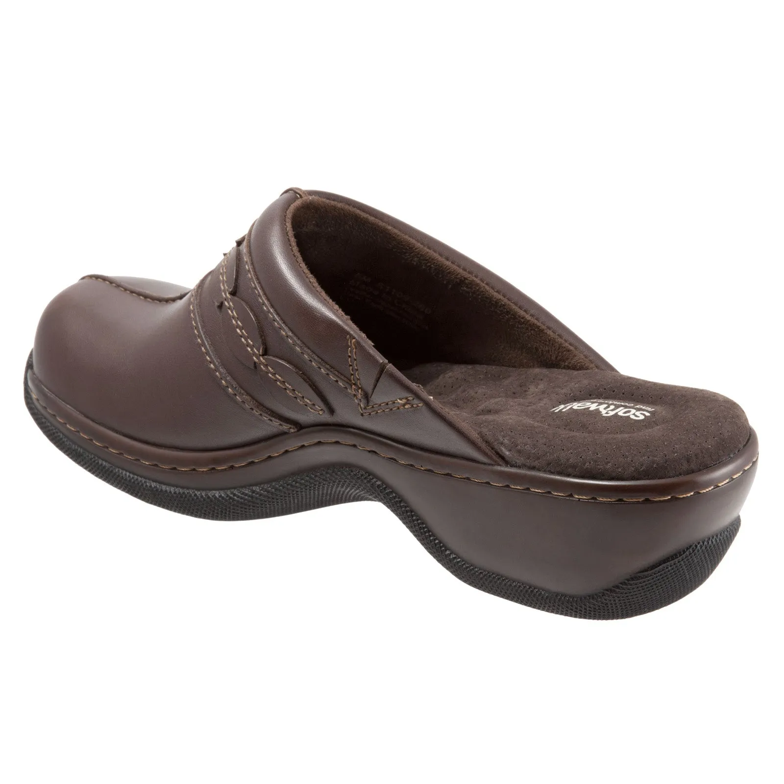 Softwalk Abby S1109-200 Womens Brown Extra Wide Leather Clogs Sandals Shoes