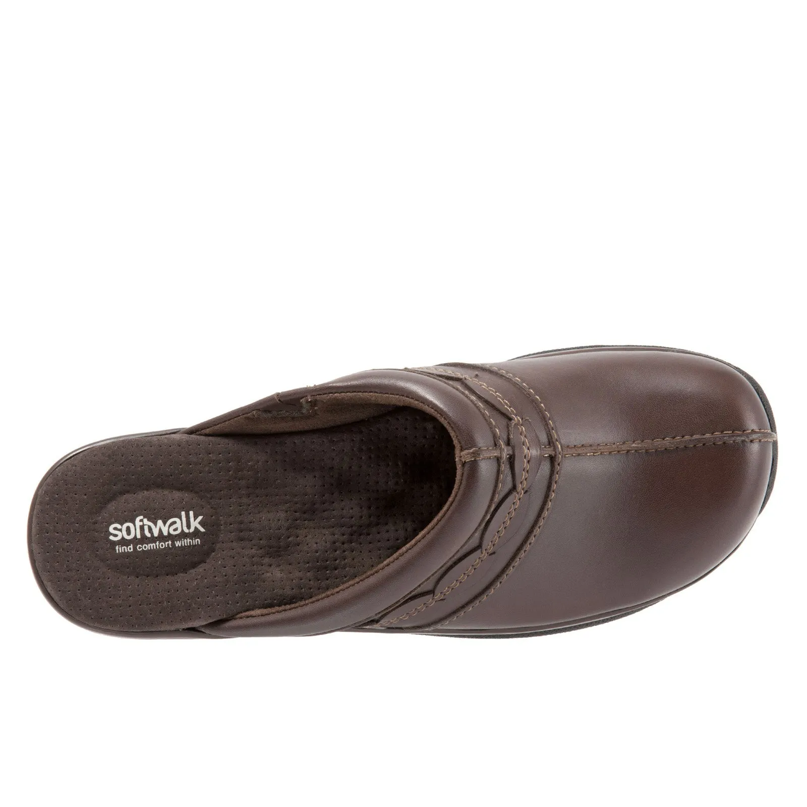 Softwalk Abby S1109-200 Womens Brown Extra Wide Leather Clogs Sandals Shoes