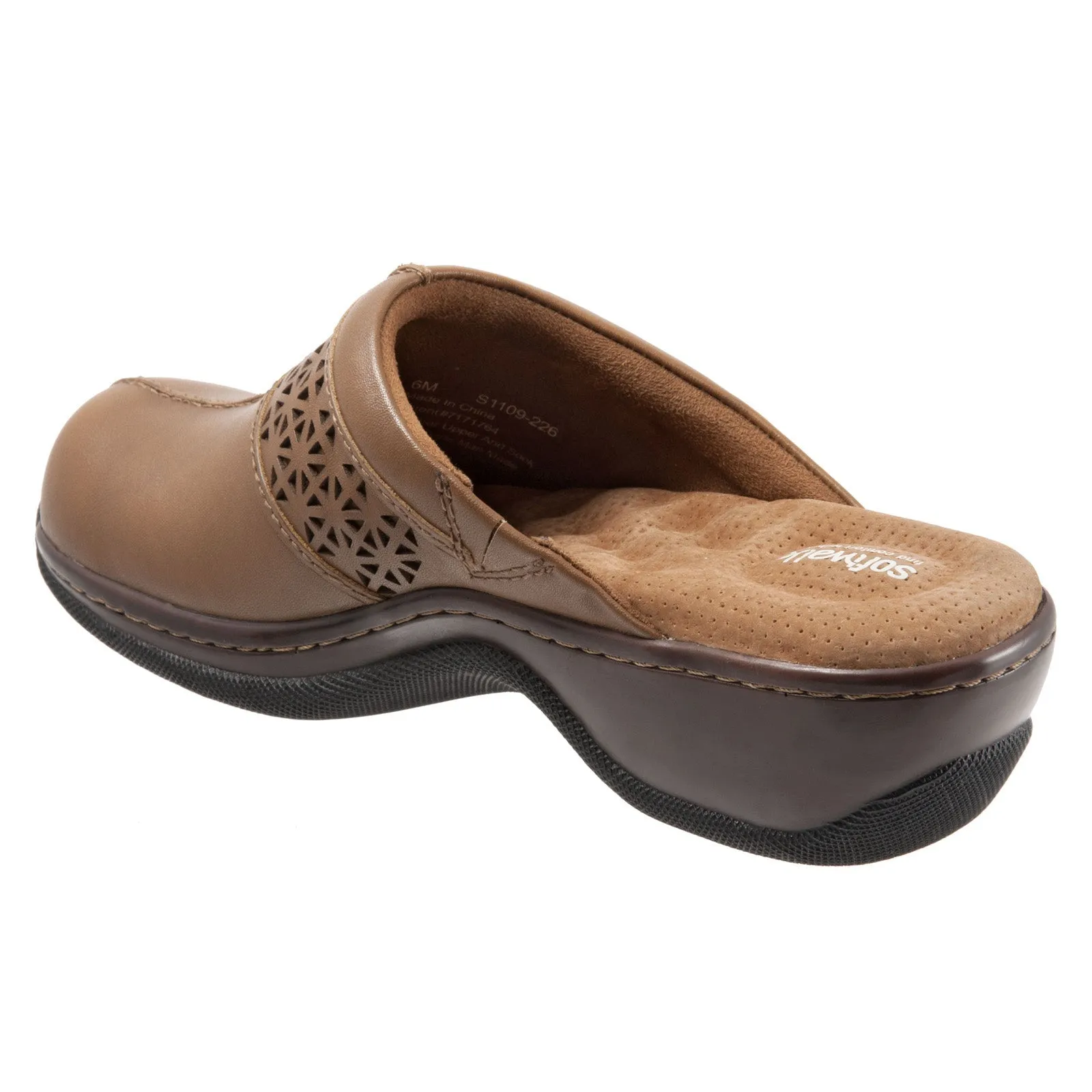 Softwalk Abby S1109-226 Womens Brown Leather Slip On Clogs Sandals Shoes