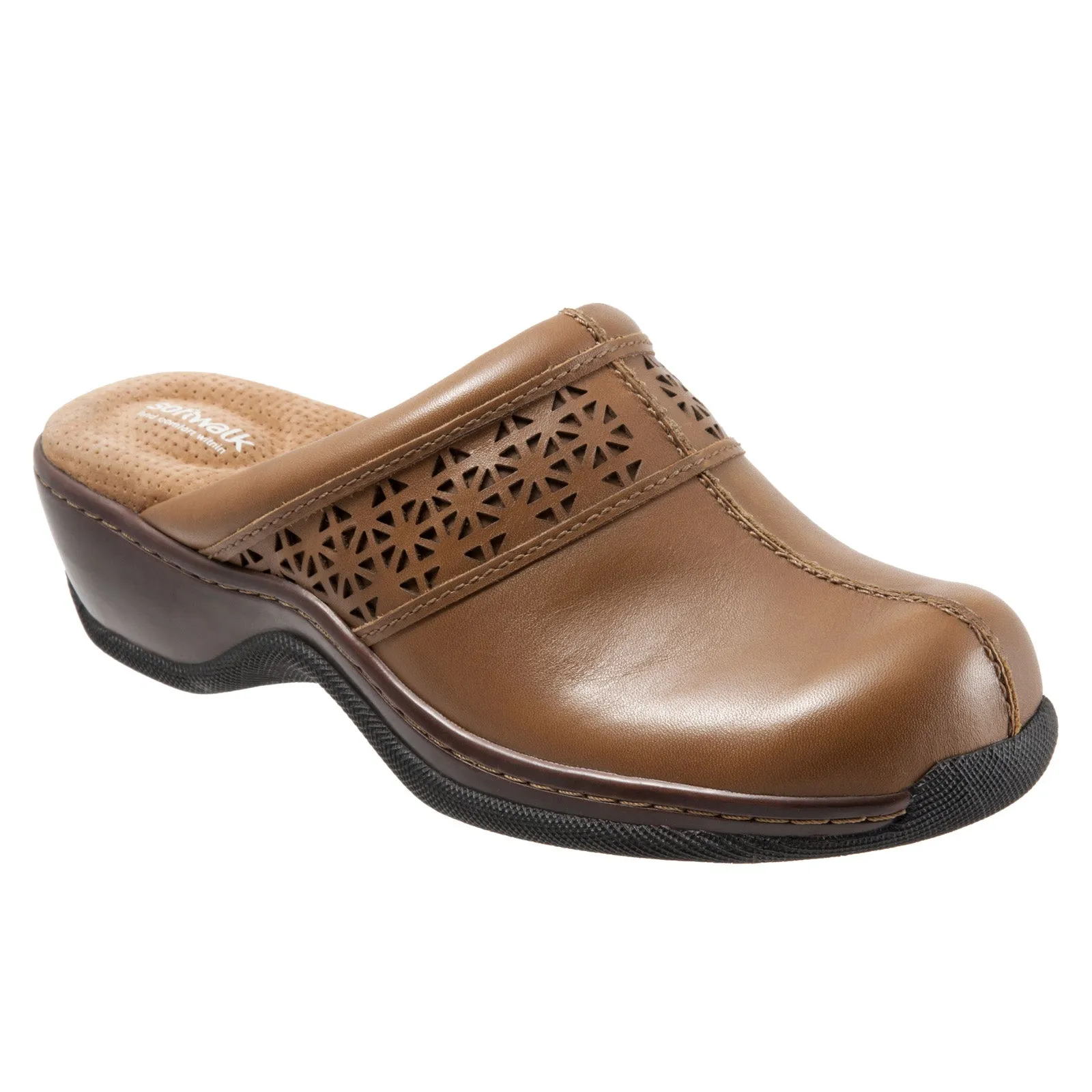 Softwalk Abby S1109-226 Womens Brown Leather Slip On Clogs Sandals Shoes
